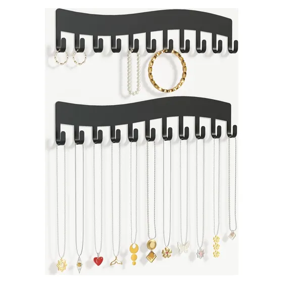 Josmimic Adhesive Wall Necklace Organizer — Black