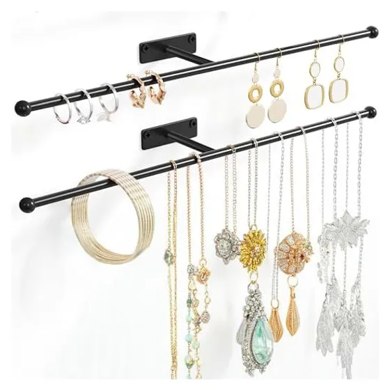 Josmimic Wall Jewelry Bar 12.6" (screw mount) — Black