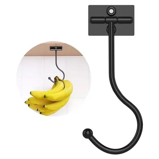 Josmimic Foldable Under-Cabinet Banana Hook — Black
