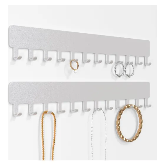 Josmimic Adhesive Wall Necklace Organizer — Silver