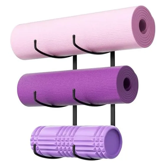 Josmimic Wall-Mount Yoga Mat Holder — Black
