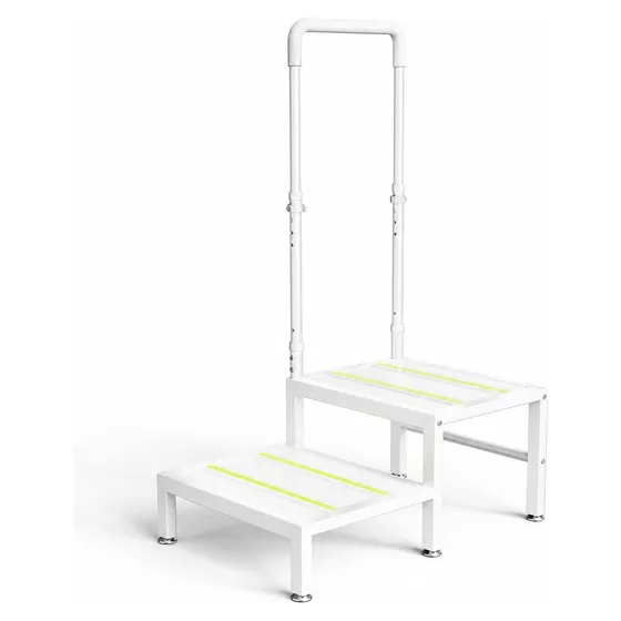 Josmimic Two-Step Stool, Adjustable Handrail
