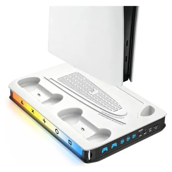 Josmimic PS5 Cooling & Charging Stand — White & black